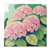 Vackra rosa hydrangeabuskar