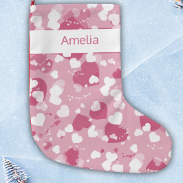 Vackra Rosa Kärlekshjärta Personlig Liten Julstrumpa