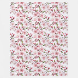 Vackra rosa körsbärsblommor fleecefilt