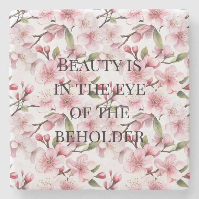 Vackra rosa körsbärsblommor stenunderlägg (Framsidan)