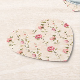 Vackra Rosa Krämfärgade Rosor Blommig Bröllop Underlägg Papper