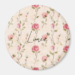 Vackra Rosa Krämfärgade Rosor Blommig Kärlek Magnet