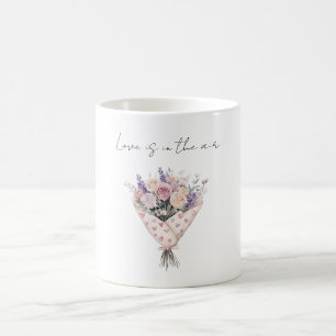 Vackra Rosa Krämrosor Lavendel Blommig Kärlek Kaffemugg