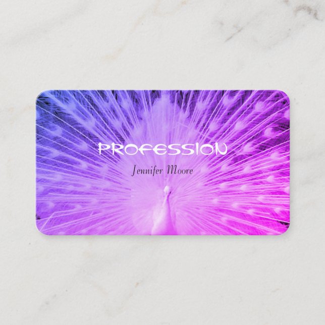 Vackra Rosa Lila Gradient Peacock Elegant Visitkort (Framsida)