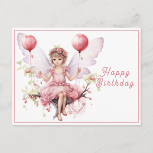 Vackra Rosa- och Lavender Fairy Holding Ballogs Vykort