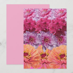 Vackra rosa och orange trädgårdsblommor Mönster Tack Kort
