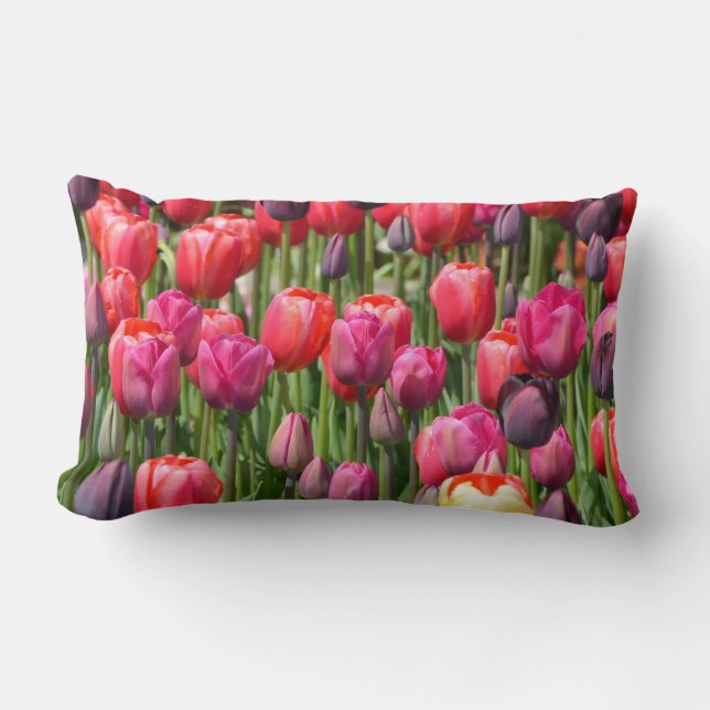 Vackra rosa- och tulpanplagg. lumbarkudde (Framsida)