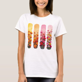 VACKRA ROSA ORANGE GULA BLOMSTER PENSeldrag T Shirt