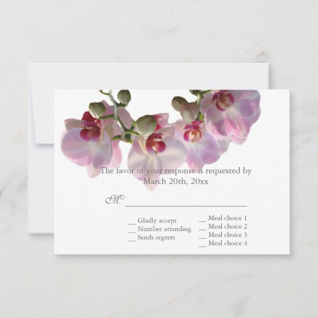 vackra rosa orkidéblommor bröllop RSVP OSA Kort (Framsida)