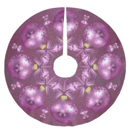 Vackra Rosa Ornaments Glitter Julgransmatta Borstad Polyester