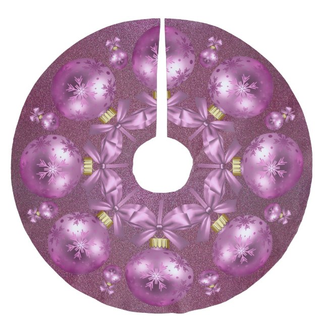 Vackra Rosa Ornaments Glitter Julgransmatta Borstad Polyester (Framsidan)