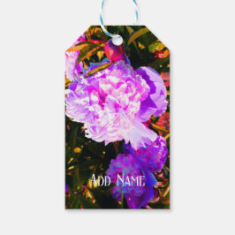 Vackra Rosa Peonies Presentetikett