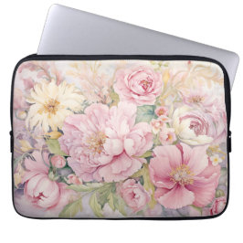Vackra rosa peonies vattenfärger. laptop fodral