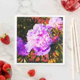 Vackra rosa peonior pappersservett