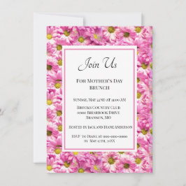 Vackra rosa prästkragar Mors dag Brunch  Inbjudningar