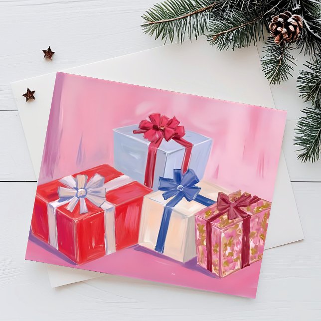 Vackra Rosa Presentlådor | Vattenfärg Julklappar Helg Vykort (Skapare uppladdad)