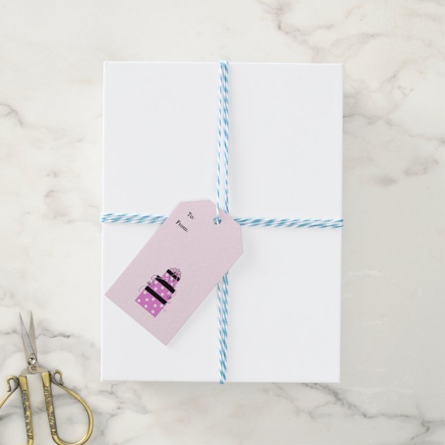 Vackra Rosa Prickiga Paket Presentetikett (Med Snöre)