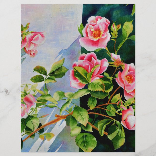 Vackra rosa röd vit ros blommigt (Framsida)