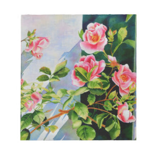 Vackra rosa röd vit ros blommigt anteckningsblock