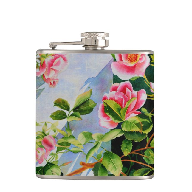 Vackra rosa röd vit ros blommigt fickplunta (Framsidan)