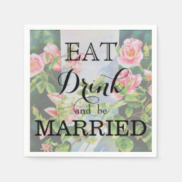 Vackra rosa röd vit ros blommigt pappersservett