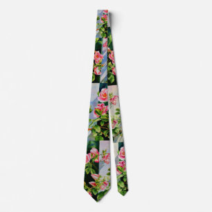 Vackra rosa röd vit ros blommigt slips