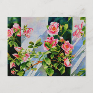 Vackra rosa röd vit ros blommigt vykort