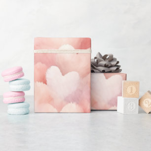 Vackra Rosa Röda Hjärtan Presentpapper