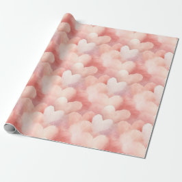 Vackra Rosa Röda Hjärtan Presentpapper
