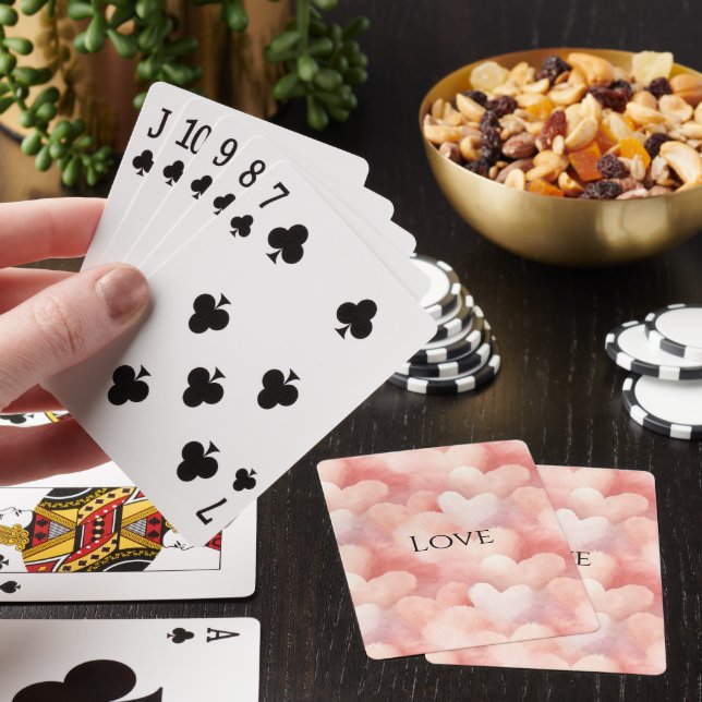 Vackra Rosa Rodnad Hjärtan Casinokort (På plats)