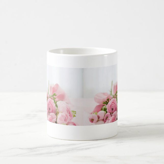 Vackra Rosa Rosor Blomma Blommig Kaffemugg (Center)