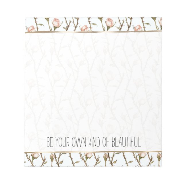 Vackra Rosa Rosor Blommig Anteckningsblock (Framsida)