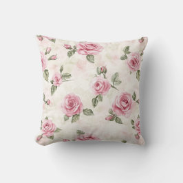 Vackra Rosa Rosor Blommig Bröllopsdusch Kudde