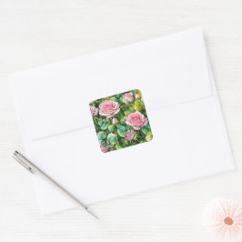 Vackra Rosa Rosor Blommig Konst Klistermärken