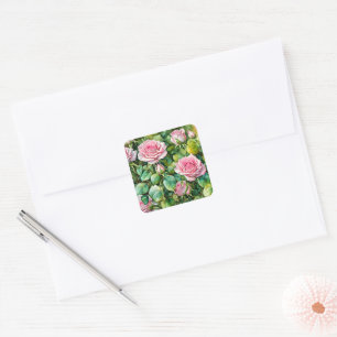Vackra Rosa Rosor Blommig Konst Klistermärken