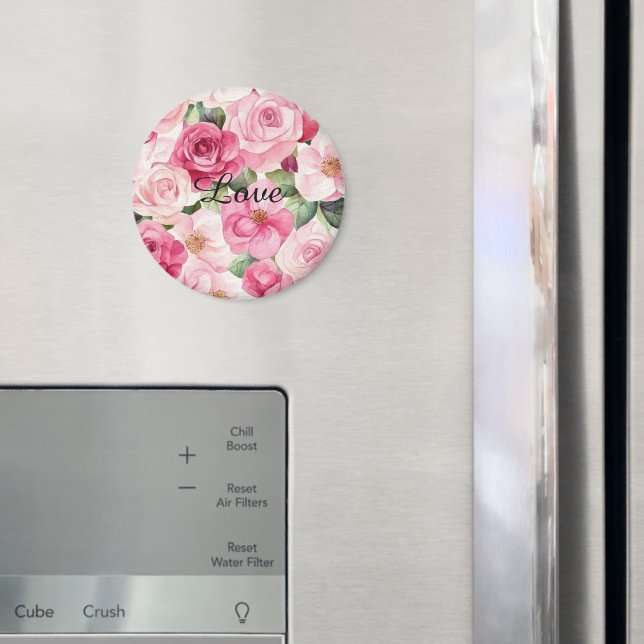 Vackra Rosa Rosor Blommig  Magnet (In Situ (Fridge))