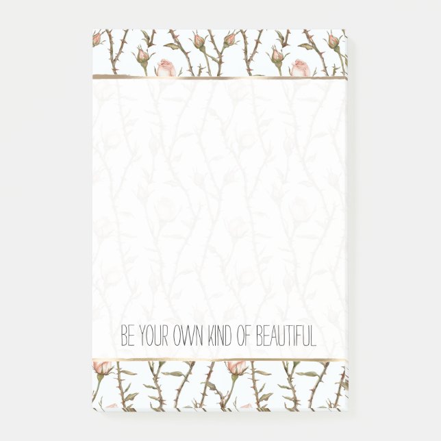 Vackra Rosa Rosor Blommig Post-it Block (Framsida)