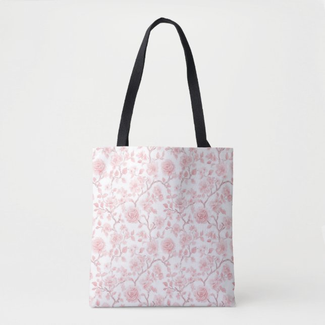Vackra Rosa Rosor Blommig Tygkasse (Framsida)