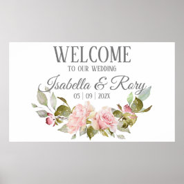 Vackra Rosa Rosor Bouquet Bröllop Poster