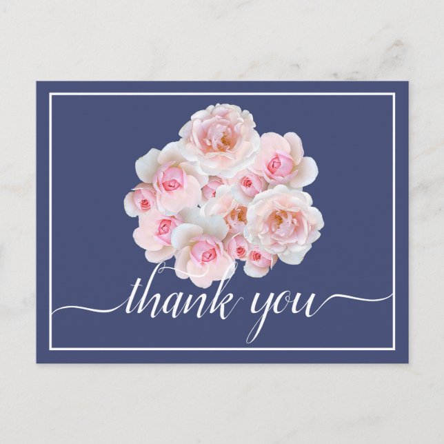 Vackra rosa rosor Färg bakgrund Chic tack Vykort (Framsida)