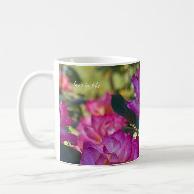 Vackra Rosa Rosor Kaffemugg (Vänster)