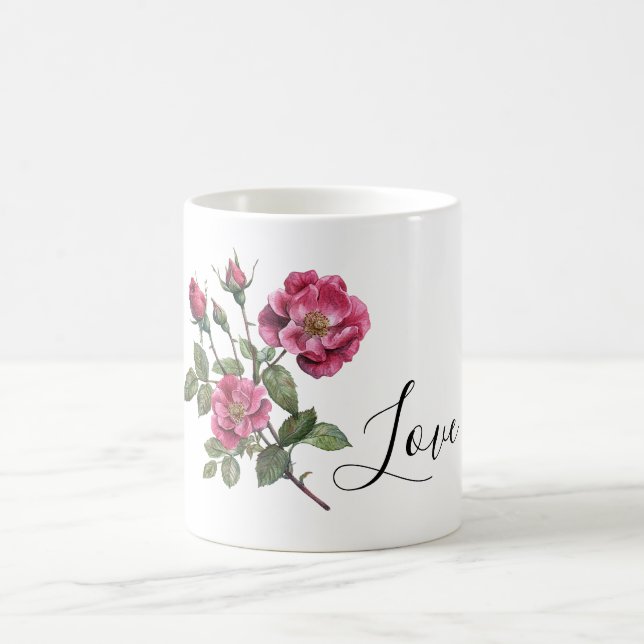 Vackra Rosa Rosor Kaffemugg (Center)