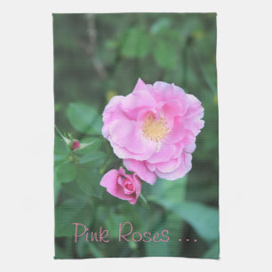 Vackra rosa rosor kökshandduk