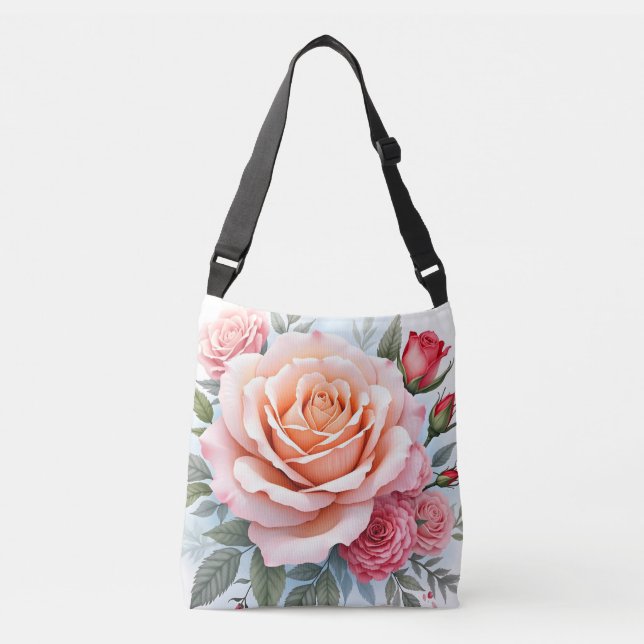 Vackra Rosa Rosor Lyx Modern Kollektion Axelväska (Framsida)