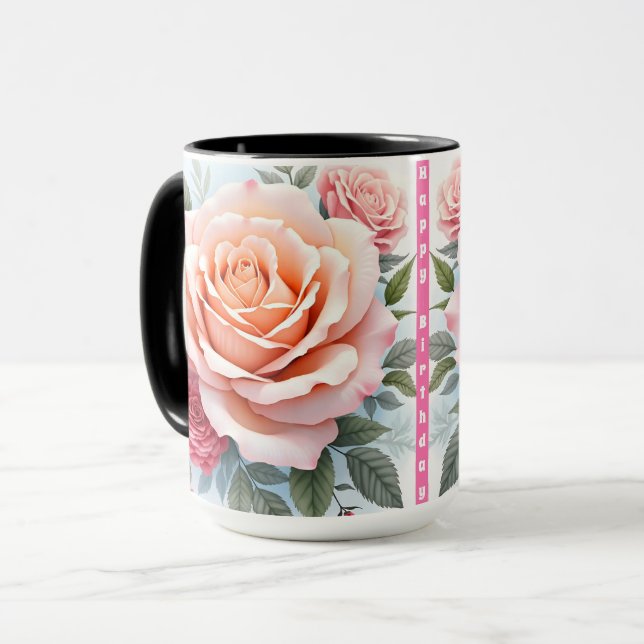 Vackra Rosa Rosor Lyx Modern Kollektion Mugg (Framsida vänster)
