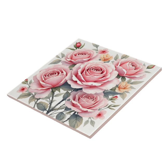 Vackra Rosa Rosor Lyx Trendig Samling Kakelplatta (Sidan)
