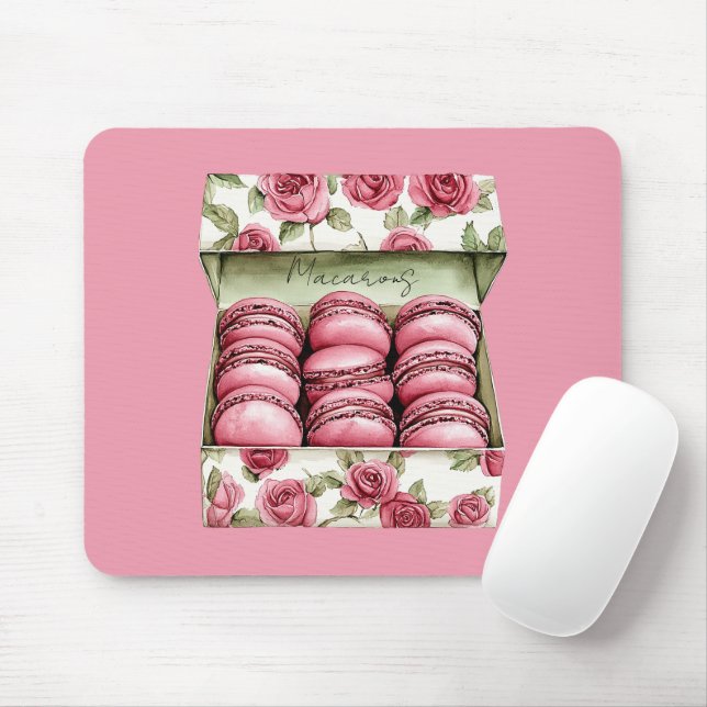 Vackra Rosa Rosor Macaronlåda Musmatta (Med mus)