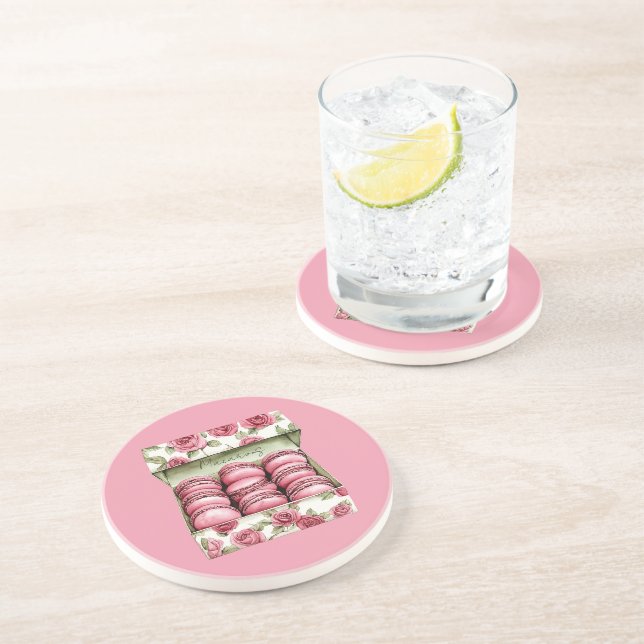 Vackra Rosa Rosor Macaronlåda Underlägg (Sidan)