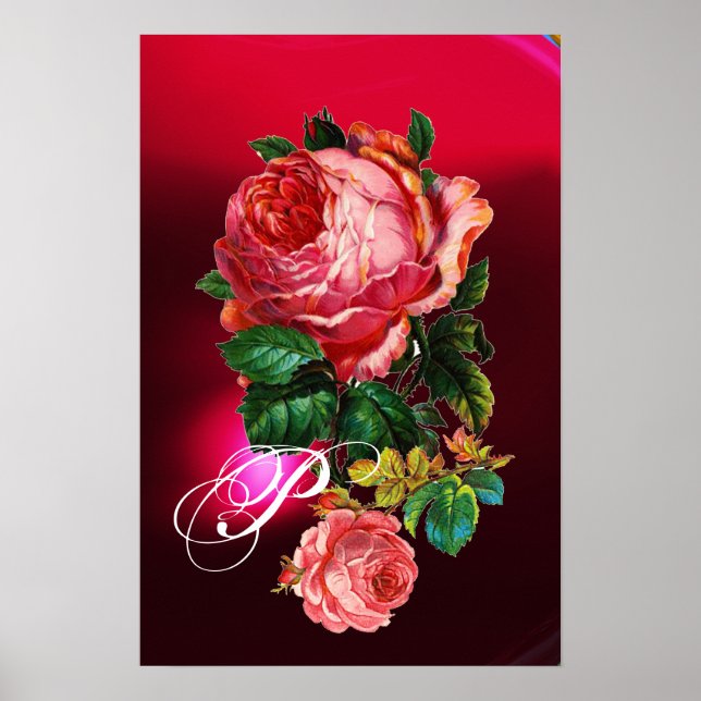 VACKRA ROSA ROSOR MONOGRAM POSTER (Framsidan)
