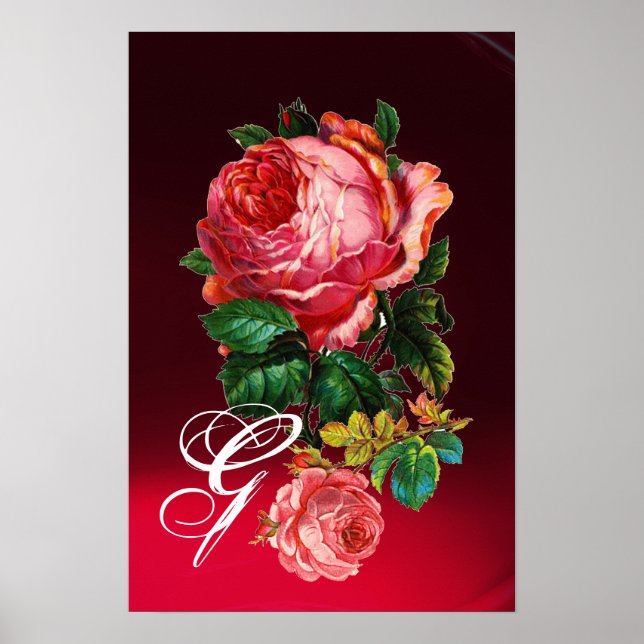 VACKRA ROSA ROSOR MONOGRAM POSTER (Framsidan)